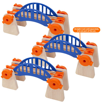 ORBRIUM 90 Pcs Ultimate Elevated Wooden Railway Construction Set Compatible with Thomas, Brio, IKEA, Imaginarium, Melissa & Doug