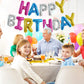 TONIFUL 16 Inch Mylar Letters Birthday Sign Banner Balloon,Happy Birthday Balloons Banner with Ribbon Straw Bunting Reusable for