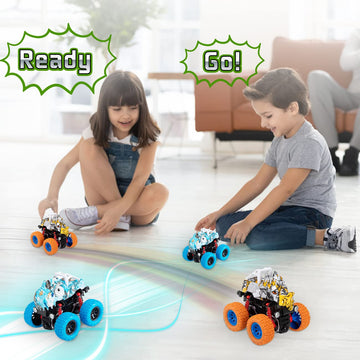 Lodby Dinosaur Trucks Toys For Kids 3-5 Year Old Boys, Friction Powered Dino Vehicles Toys For Age 3-5 Year Old Boys Birthday Gi
