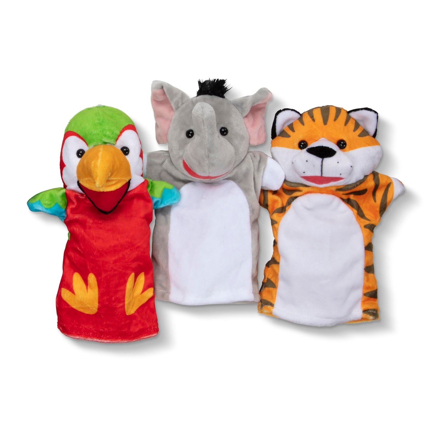 Melissa & Doug Safari Buddies Hand Puppets Set of 6, Plush Fabric Toys for Toddlers, Multicolor, Ages 2+ (Model 9118)