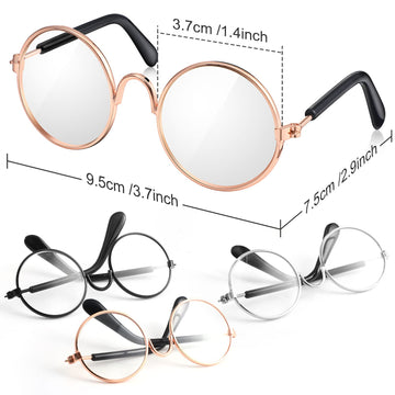 3 Pairs Doll Glasses Metal Wire Rim Clear Lens Eyewear Fabric Doll Dress Up Eyeglasses Mini Dolls Costume Accessories For 8 Inch Doll And Other Item Plush(3.74 Inch, Fits For 18 Inch Doll And Dog)