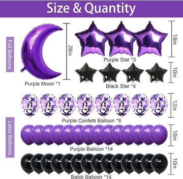 Naninuneno 23Rd Birthday Decorations Set For Girl Women Boy Men, Purple Black 23 Happy Birthday Balloons Supplies With Purple Nu