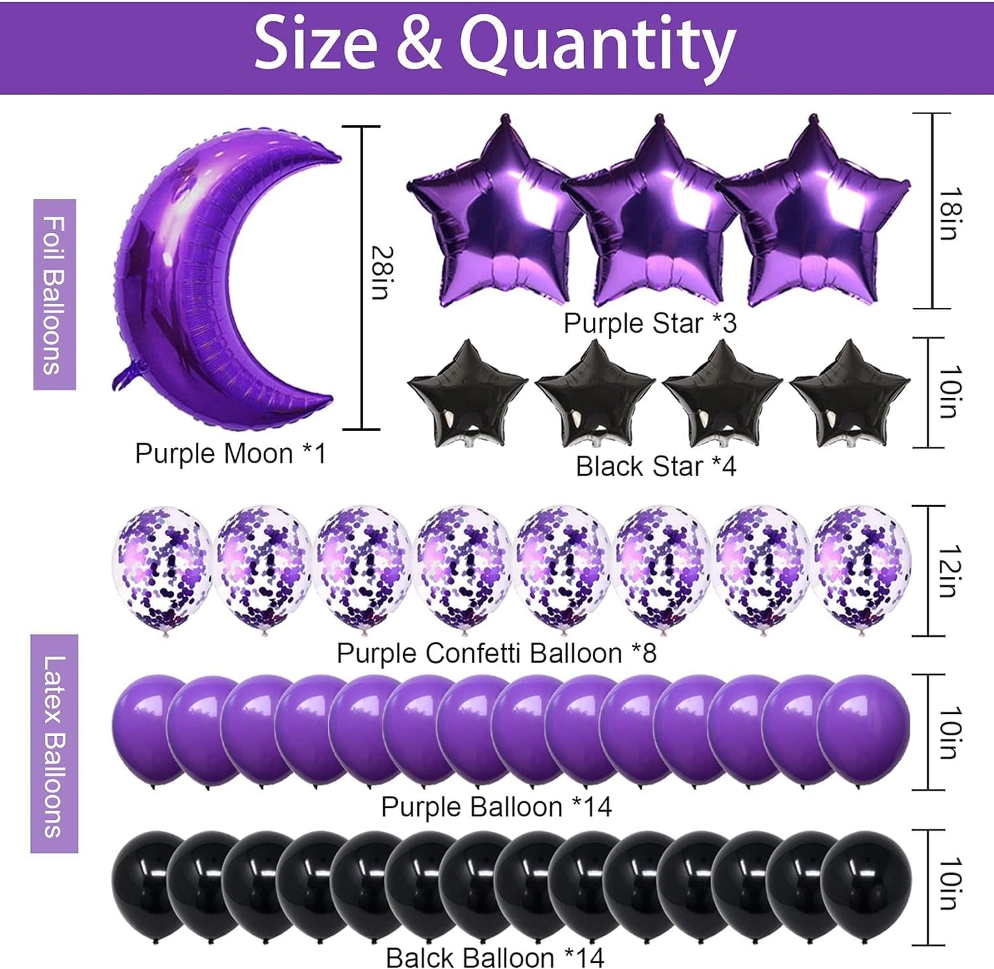 Naninuneno 29Th Birthday Decorations Set For Girl Women Boy Men, Purple Black 29 Happy Birthday Balloons Supplies With Purple Nu