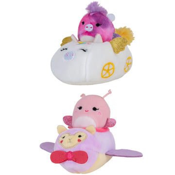 Squishville By Squishmallows Maribel In Plane & Willow In Carriage Two 2” Soft Mini-Squishmallow Butterfly And Tie-Dye Pegasus Plush, Plush Carriage And Plane Vehicles Irresistibly Soft Colorful Plush