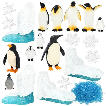 Onest 21 Pieces Mini Penguin Figurines Toy Set Realistic Arctic Animals Toys Penguin Cake Toppers Polar Small Penguin Figures Fo