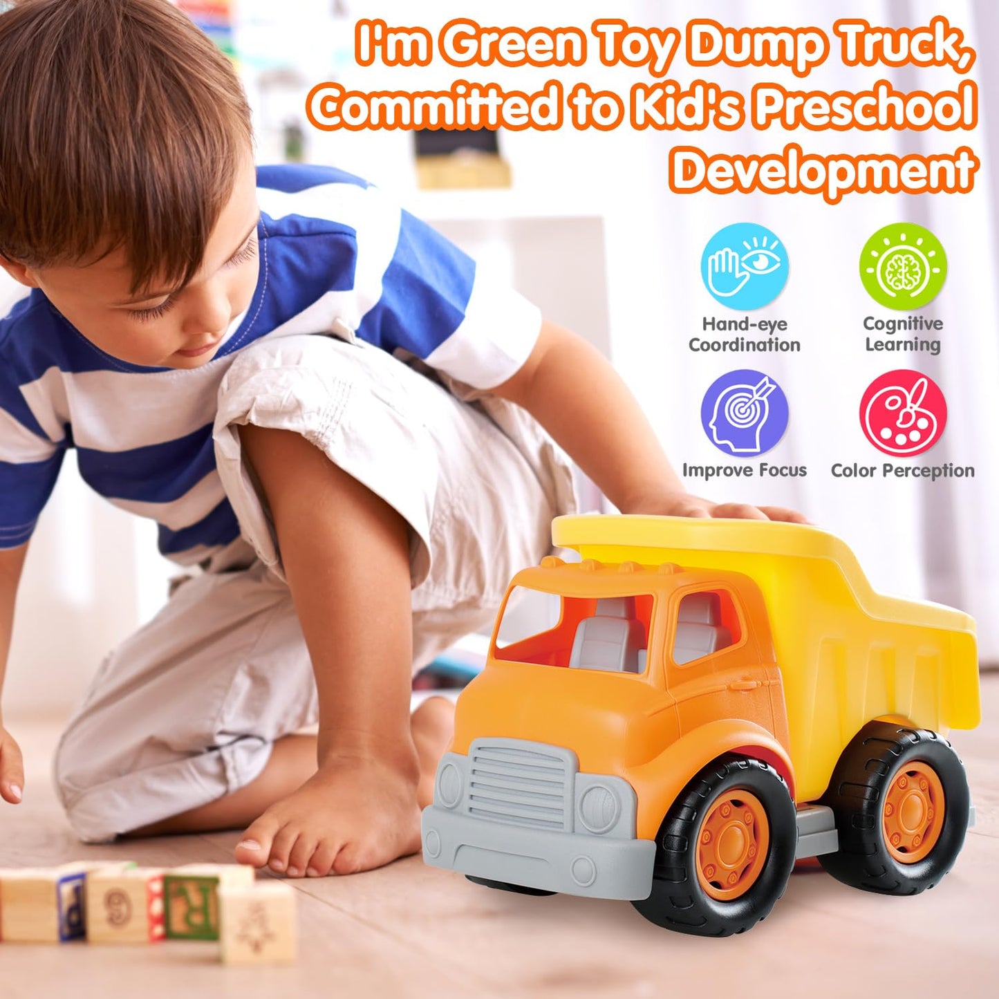 PLAY Eco-Friendly Toys Dump Truck Beach Toy, [USDA Certified] No BPA/Phthalate/PVC, Recycled Bioplastic Construction Truck Toys