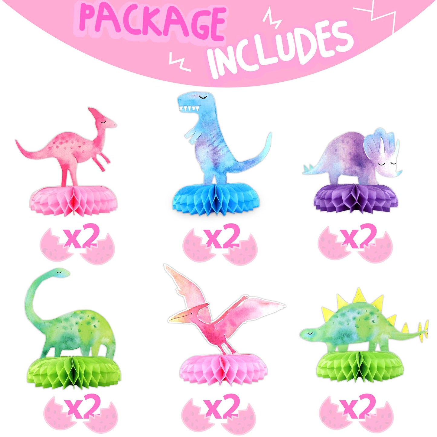 Hapibidesign Dinosaur Baby Shower Table Centerpieces - Dinosaur Party Decorations - 12 Pcs Dino Party Honeycomb Centerpieces For