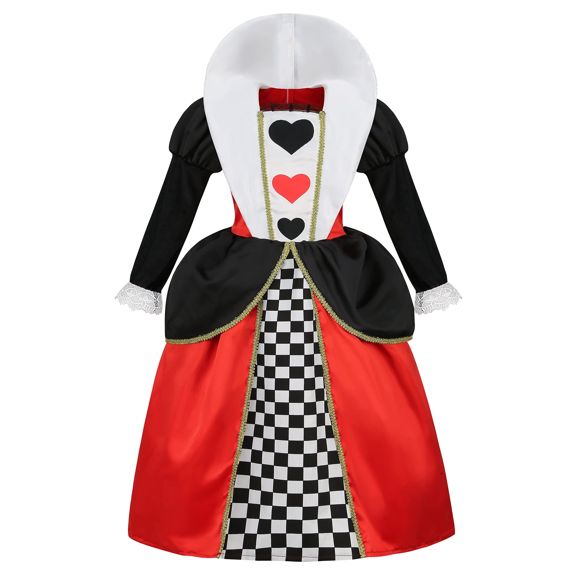 Lmyove Girls Queen Of Hearts Costume Kids, Red Heart Queen Fairytale Outfit For Girls, Halloween Costume Dress Up Cosplay