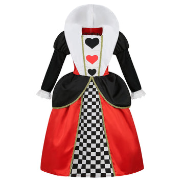 Lmyove Girls Queen Of Hearts Costume Kids, Red Heart Queen Fairytale Outfit For Girls, Halloween Costume Dress Up Cosplay