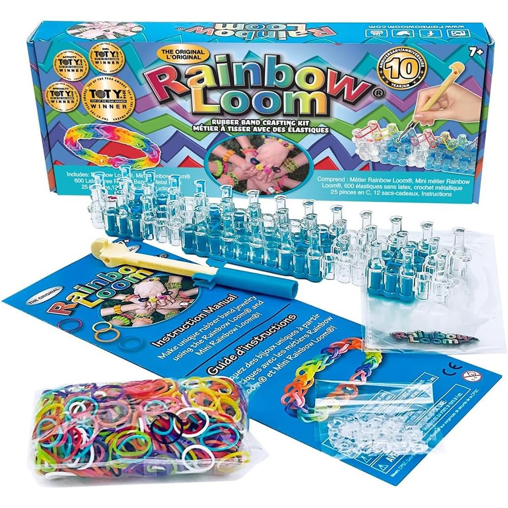 Rainbow Loom Original Loom Band Kit | Rubber Band Bracelet Kit with Loom Band Board, Loom Band Tool, and Elastic Bands Childrens