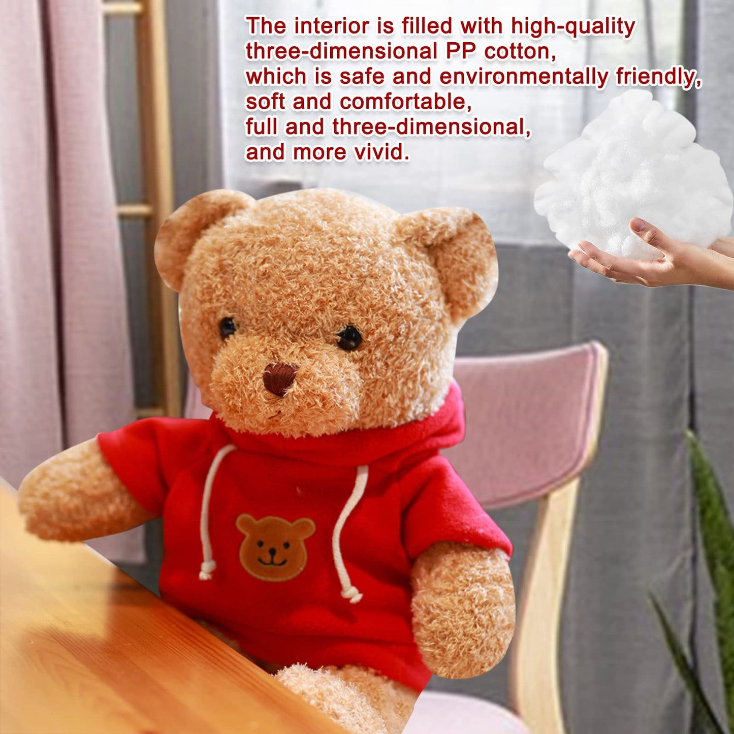 Aucooma Teddy Bear Stuffed Animal Cute Red Hoodie Bear Plush Toys Gifts For Kids 11.8 Inches