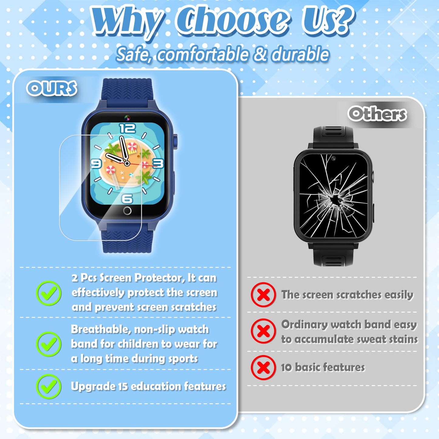 Smart Watch For Kids Boys Age 3-12 With 26 Puzzle Games Hd Video Camera Touchscreen Music Player Learning Cards Storybook Pedome