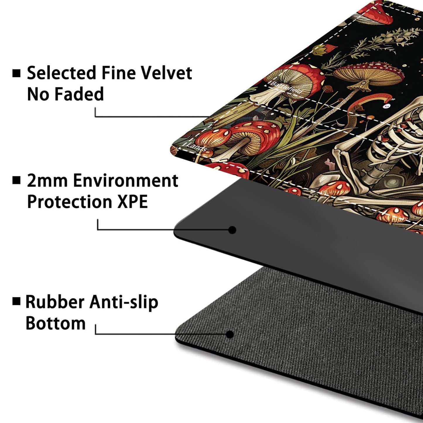 for MTG Card Playmat with Zone Game Play Mat for MTG TCG 24 x 14 inches Non-Slip Play Mat for Commander Board RPG CCG Game TCG Other Card Games/Mouse Pad-Kiss Skull