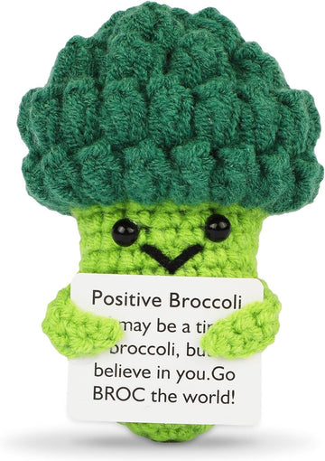 Dafuriet Mini Funny Positive Potato, 3 Inch Knitted Wool Doll With Positive Card For Cheer Up Gifts And Party Decorations, Cute Wool Positive Potato Crochet Doll For Birthday Gifts (Broccoli)