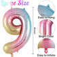 Rainbow Gradient Number 9 Balloon, 40 Inch Big Large Foil Number Balloons, Jumbo Mylar Number 9 Balloons For 9 Year Old Birthday