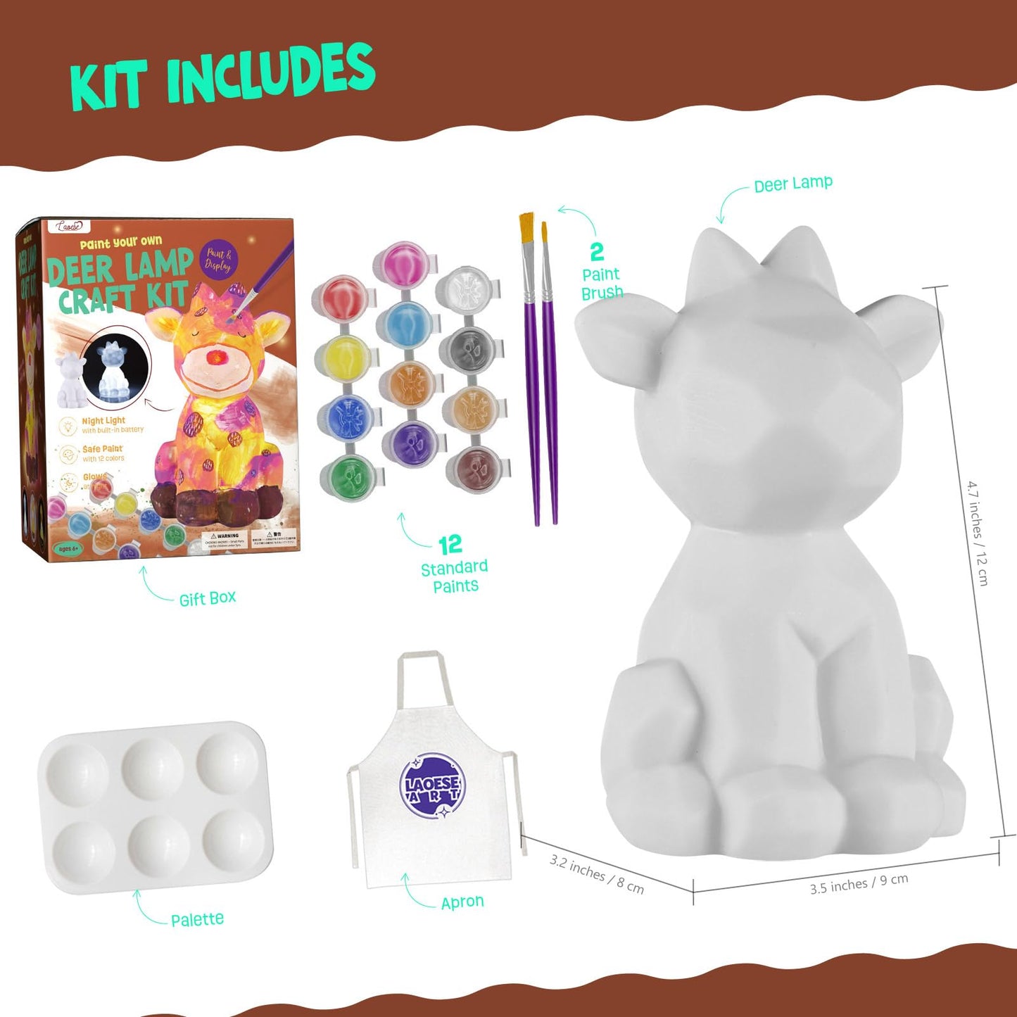Laoese Paint Your Own Deer Lamp Kit, Art Supplies Arts & Crafts Kit, Painting Kit For Kids 6-12, Arts And Crafts For Kids Ages 8