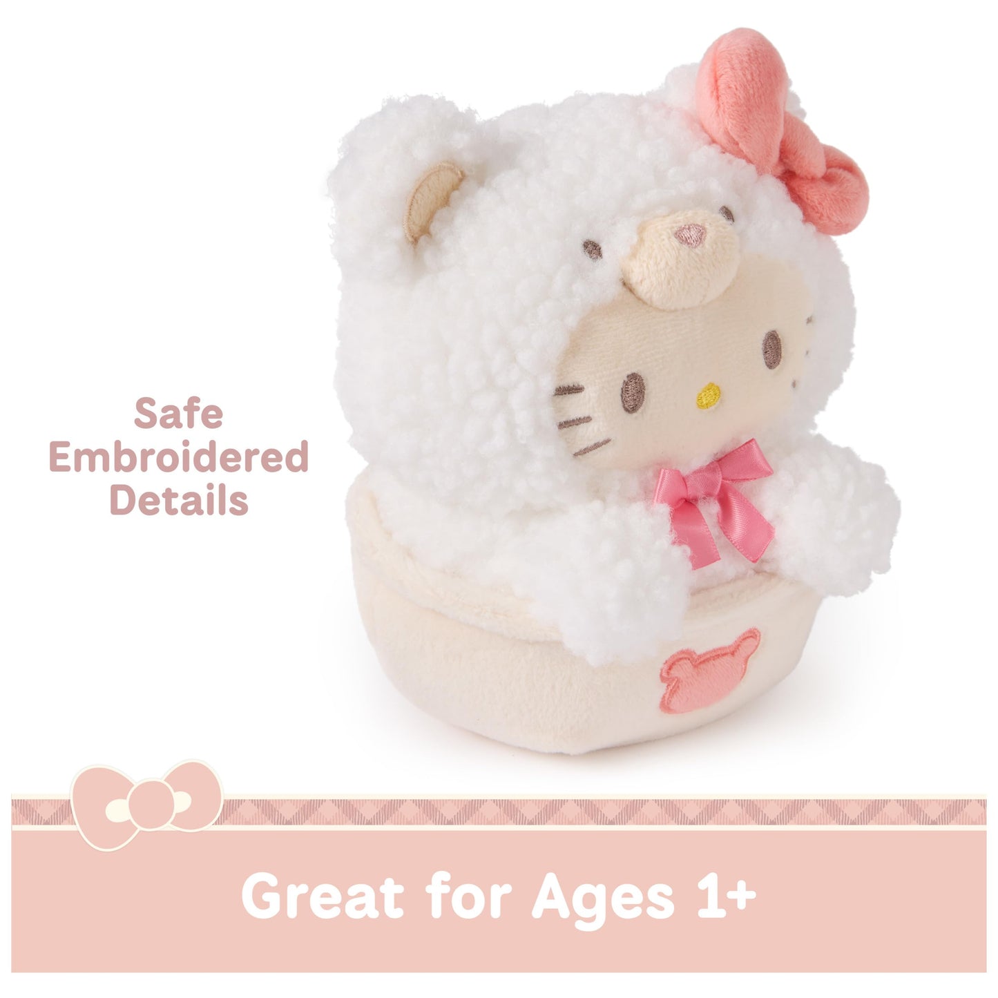 GUND Sanrio Official Hello Kitty Caf   Latte Teddy Bear Plush, Collectible Plush Toy, Stuffed Animal for Ages 1 and Up, White, 6