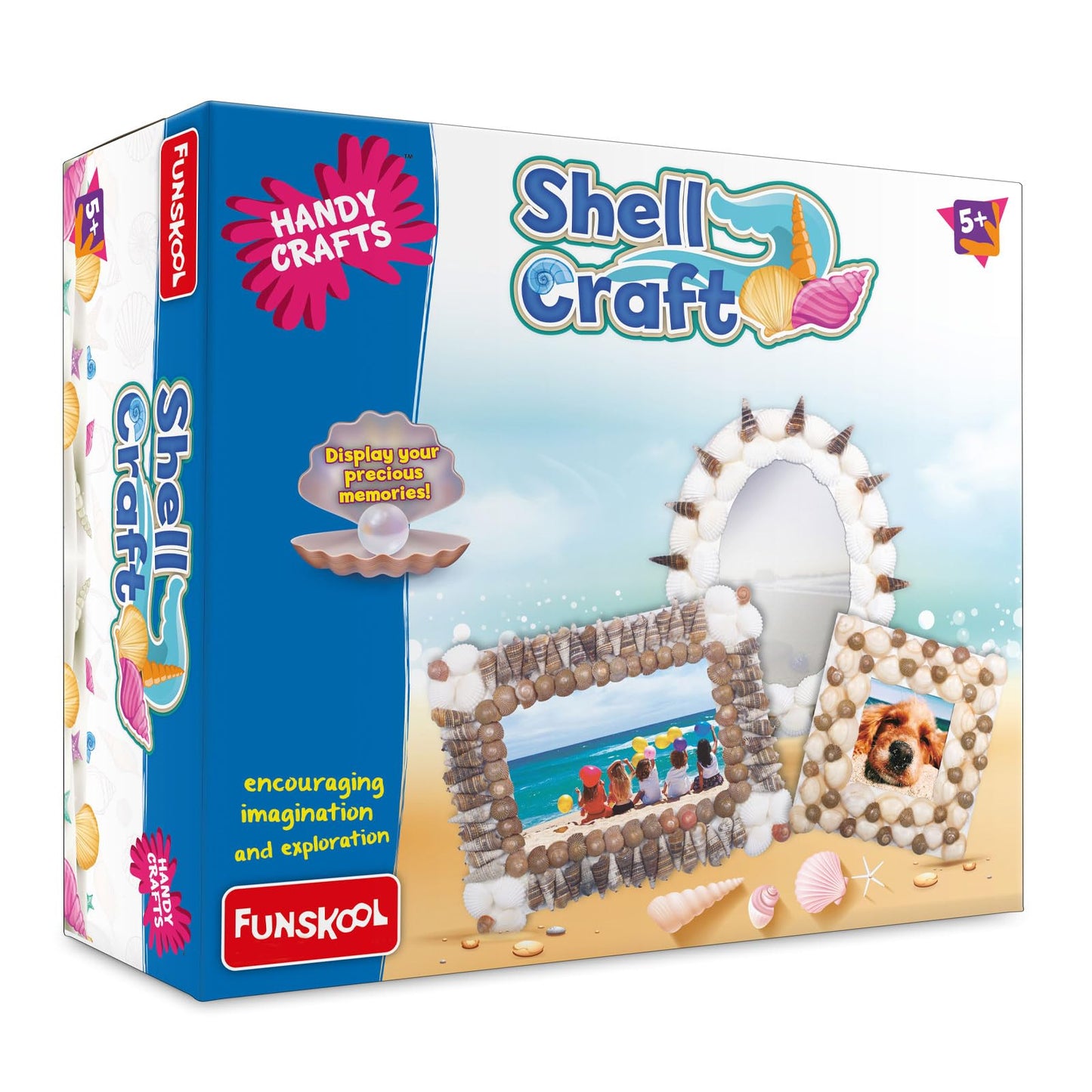 Funskool Handycrafts Shell Craft, Create Gifts, Personallised Frames, Toys For Kids, Art And Craft Kit, Diy Kit For Kids, Ages 5