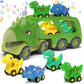Moritakk Dinosaur Toys for Kids 3-5 Years Old,Dinosaur Transport Carrier Truck with 4 Pack Small Pull Back Dino Car,Dinosaur Tra