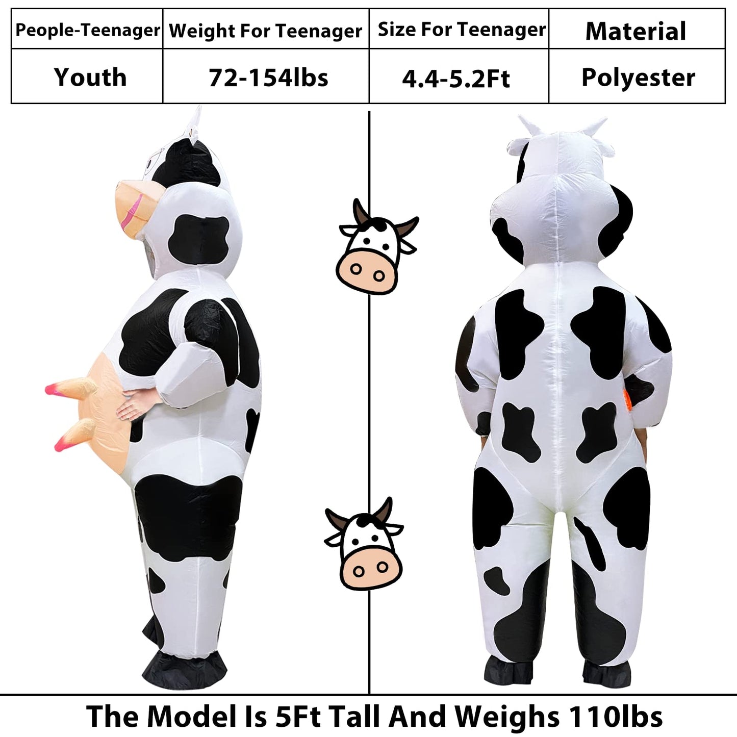 Camlinbo Child Inflatable Halloween Costume Cow For Kids Boys Girls Full Body Blows Up Halloween Costumes Cosplay Party