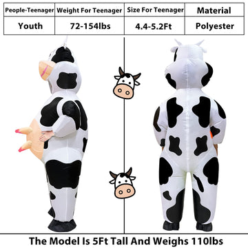 Camlinbo Child Inflatable Halloween Costume Cow For Kids Boys Girls Full Body Blows Up Halloween Costumes Cosplay Party