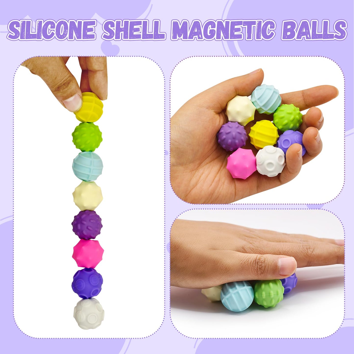 Beofinest Magnetic Stress Relief Balls With Silicone Shell, 8 Pieces Of 0.7'' Magnetic Balls For Adults, Desk Fidgets Toys For O