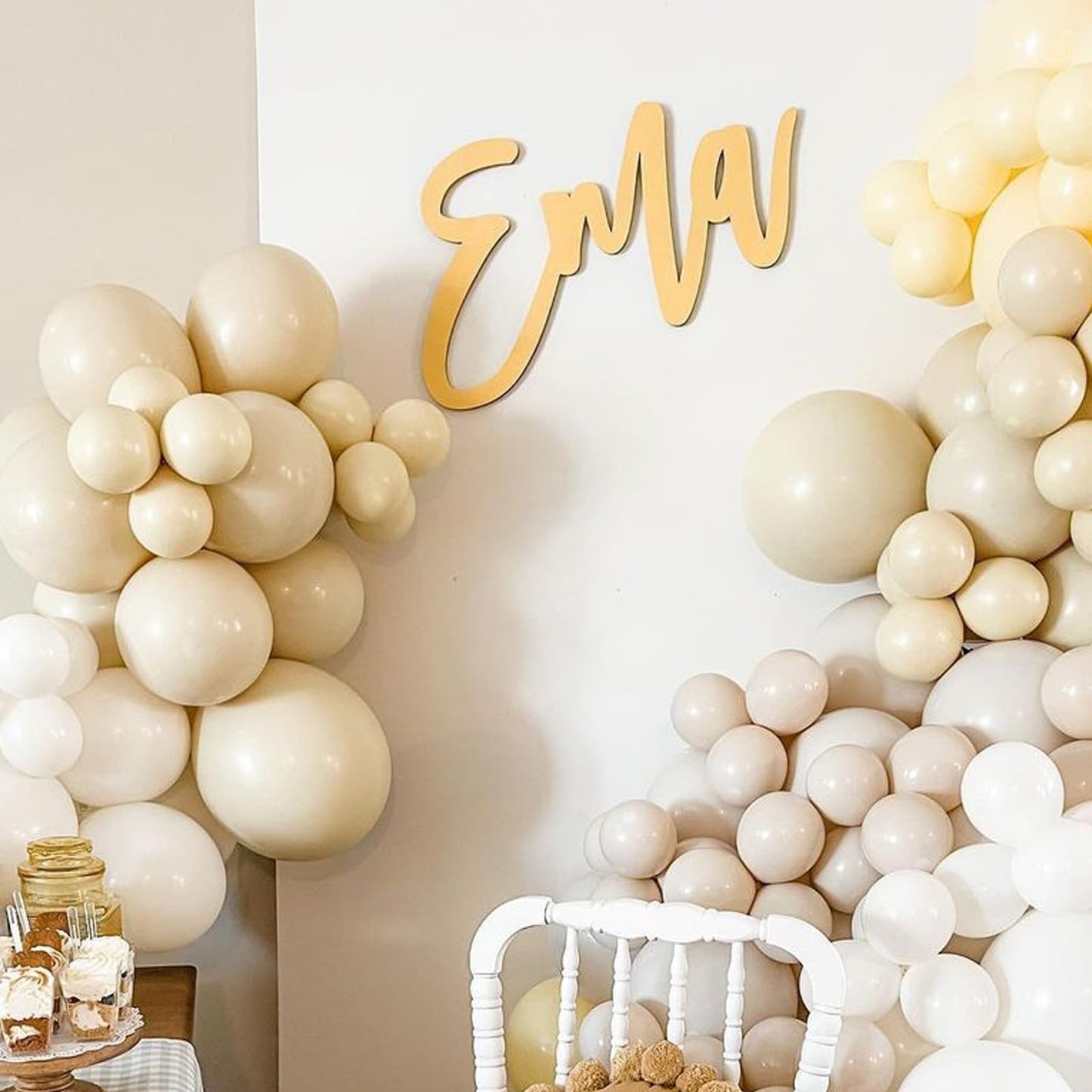 Double Stuffed Cream Beige Balloons, Pastel Beige Balloon Arch,18 12 10 5 Inch Double Stuffed Cream Beige Balloon Different Size