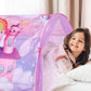 Wowangce Unicorn Bed Tent For Kids Large Kids Twin Tent Toddler Play Tent With Carry Bag Foldable Tent For Kids With String Ligh