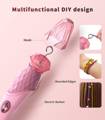 Geyiie DIY Hair Tools for Girls, Salon Makeup Set with Twist Hair Designer, Rope Braiding Machine, Hair Clips , Little Girls Mak