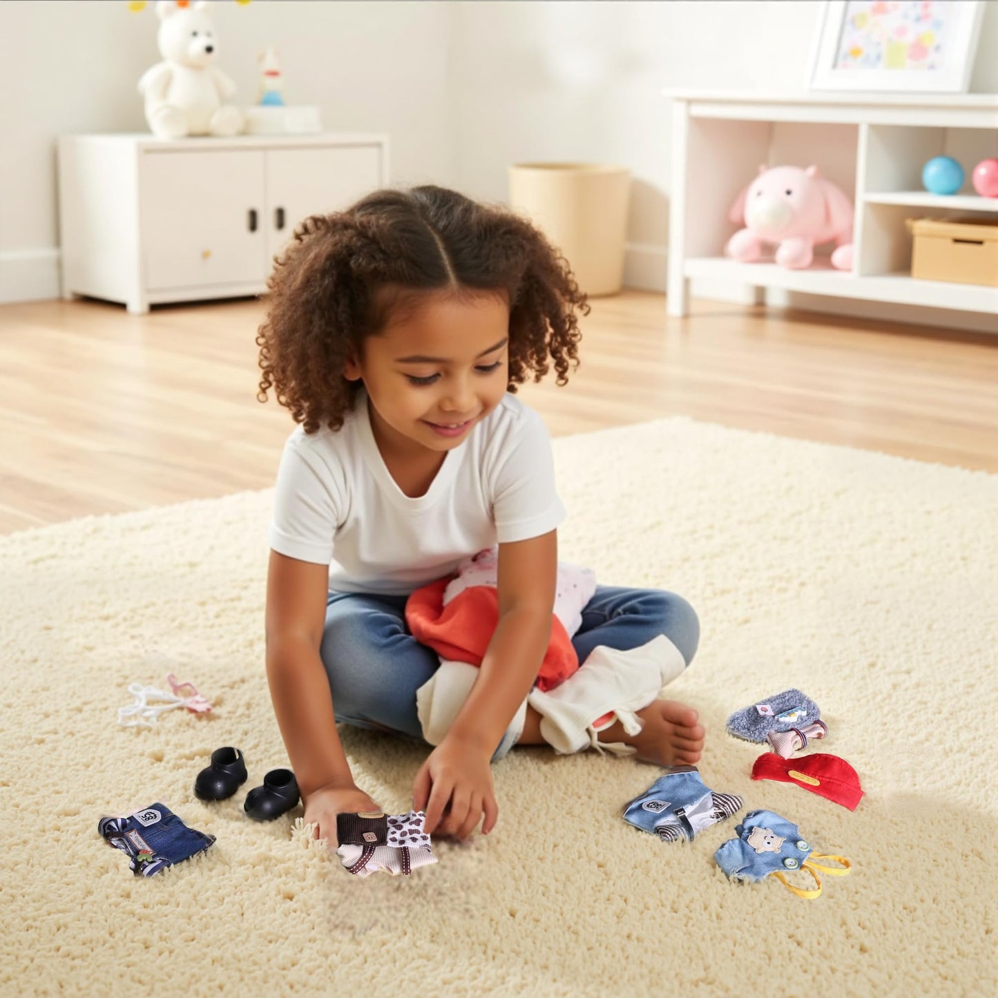 Clothes for 6.7in/17cm Doll  Set of 4 Cute Doll Accessories Includes Doll Hat+T-Shirt+Bib Pants+Shoes Set enhanced Fashion Outfit for Collectors Unique Gift (6 Sets)