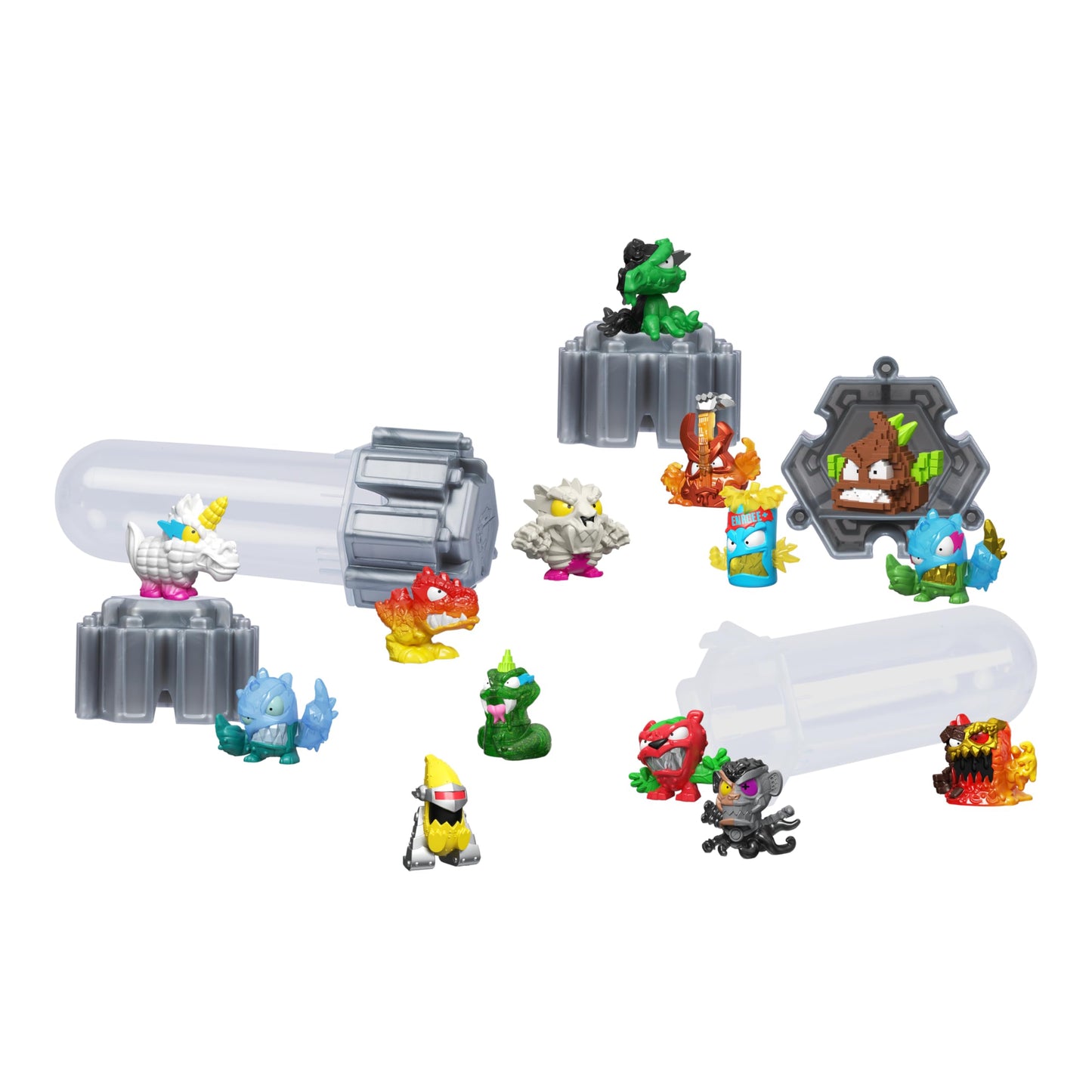 MRBEAST LAB Swarms Series 3 Collectible Micro Beasts - 14 Pack with Stickers & Fusion Caps, Multicolor, 1 inch, Model 24789