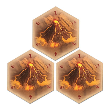 Tabletop Monthly Volcano Hex Scenario Game Pieces compatible with Catan's Settlers of Catan, Seafarers, and Catan Expansions (3