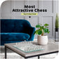Srenta Fine Glass Chess Set Game, Modern Clear Chess Set, Deluxe Chess Set Glass Chess Board Set With Solid Clear & Frosted Chess Glass Pieces | 9.7’’ Crystal Chess Boards Sets, Felt Padding Included