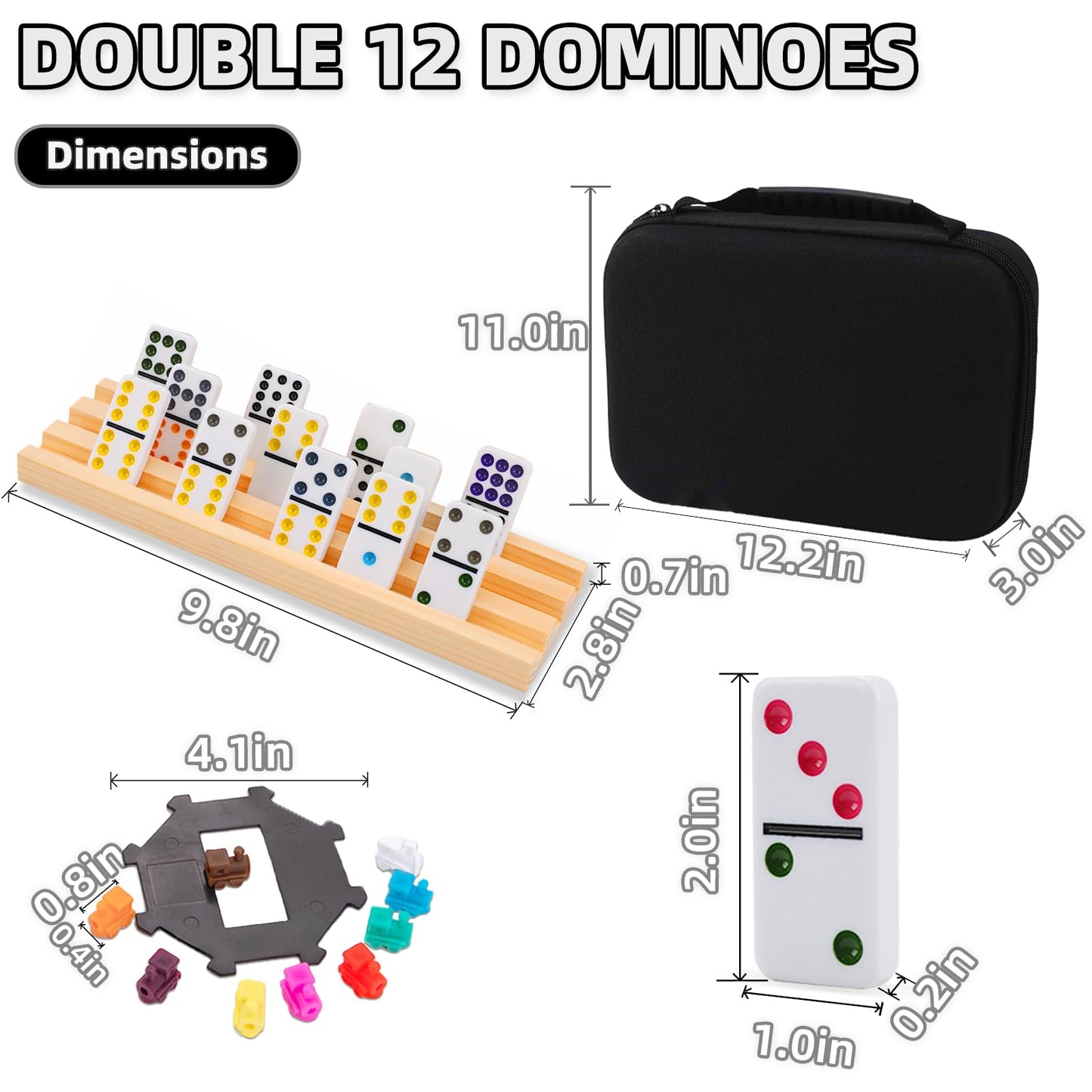 Mexican Train Dominoes Set With 8 Wooden Racks, Upgraded Double 12 Dominos Set For Kids, Adults Travel Mexican Train Set With 91