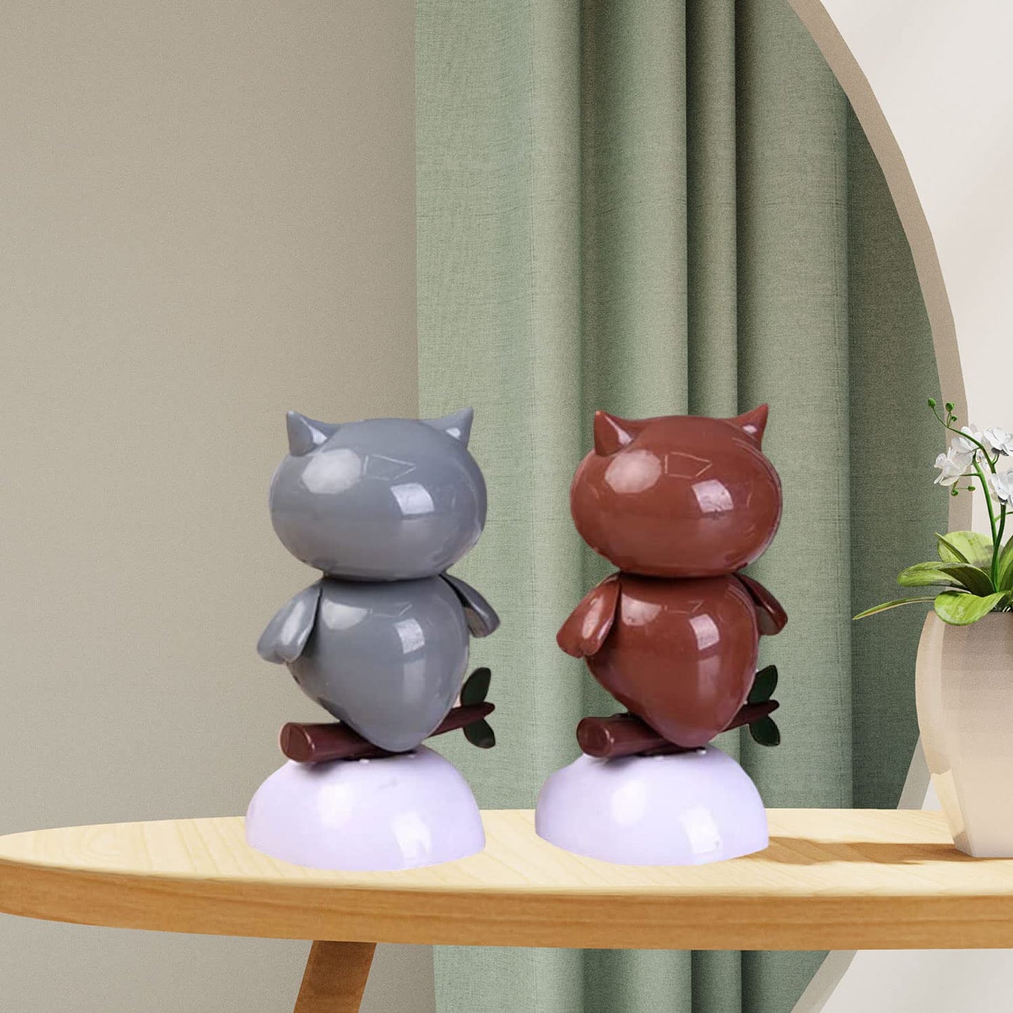 Solar Powered Toy Owl Dancing Figure, Cute Solar Dancing Shaking Head Animals For Car Dashboard Decoration And Desk Ornament (A-