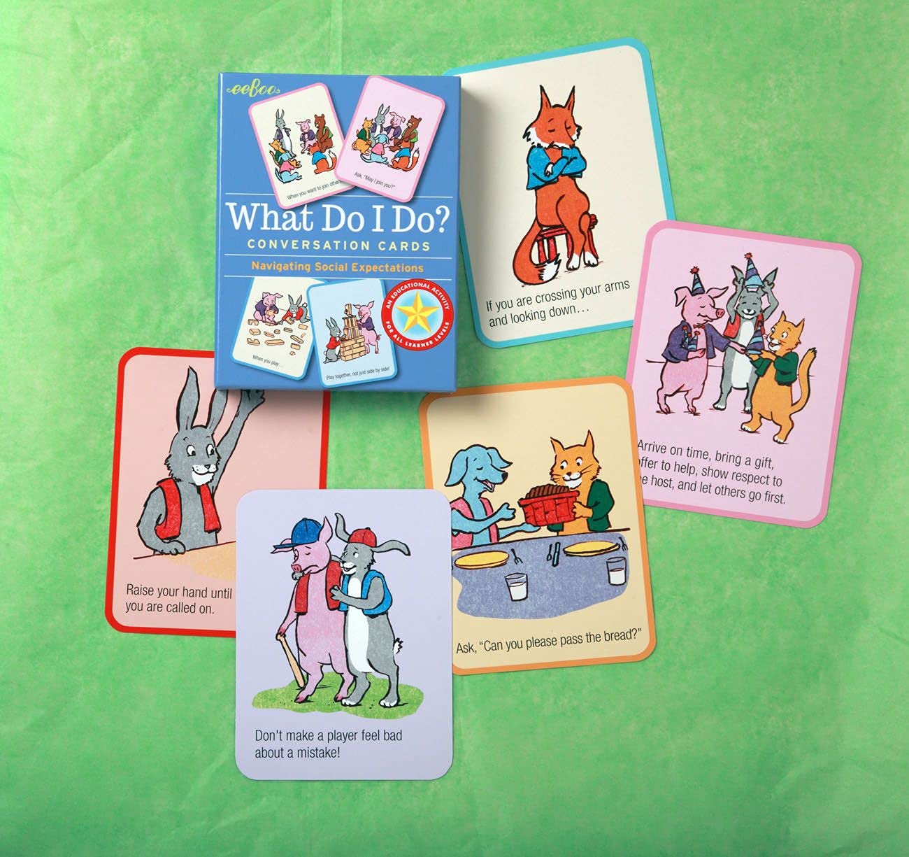 Eeboo: What Do I Do? Conversation Flashcards, Helps Develop Empathy Through Illustrations Of Social Situations That Show Complex Emotions, Valuable Communication Skills Formed, For Ages 3 And Up