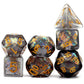 Haxtec Black DND Dice Set 7PCS Filled Resin Polyhedral D&D Dice W/Iridescent Mylar Inclusion Role Playing Dice Dungeons and Drag