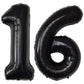 Black 16 Number Balloons Giant Jumbo Number 16 Foil Mylar Balloons For Girl Boy Men 16Th Birthday Party Supplies 16 Anniversary