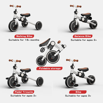EagleStone Tricycle for Toddlers 1-3 Years Old,4 in 1 Foldable Toddler Bike, Birthday Gifts and Toys for 2, 3, 4, 5 Years Old Bo