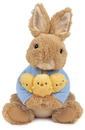 Gund Beatrix Potter Peter Rabbit Holding Chicks Plush, Easter Gift, Easter Bunny Stuffed Animal For Ages 1 And Up, Brown/Blue, 9