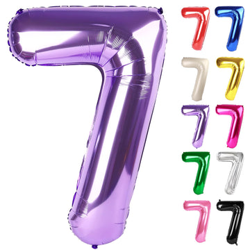 Purple Number 7 Balloon 40 Inch, 7 Balloon Number, 7Th Birthday Decorations, Purple Party Supplies For Boys Girls