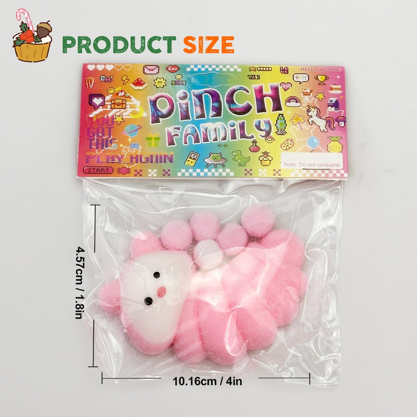 Taba Squishy Toys Valentines Cat Paw Cute Kawaii Squeeze Toys  Sticky Squishy Fidget Toys Silicone Squeeze Toy for Stress Relief Cute Soft Toys Best Valentines Gift for Anniversary (Caterpillar Pink)