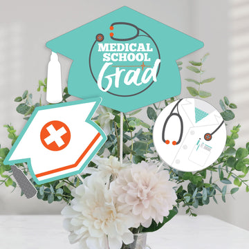 Big Dot Of Happiness Medical School Grad - Doctor Graduation Party Centerpiece Sticks - Table Toppers - Set Of 15