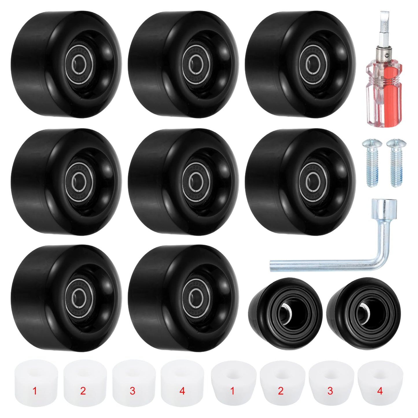 PATIKIL 8 Pack Roller Skate Wheels Outdoor 58mmx32mm Quad Roller Skate Wheels with ABEC9 Bearing, 82A PU Roller Wheels & 2 Toe 