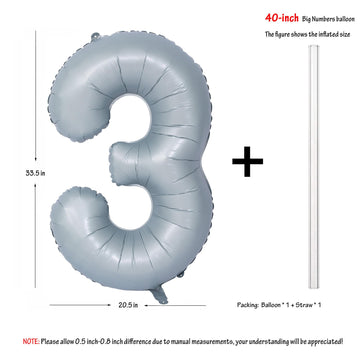 40 In Matte Gray Number Balloons Helium Foil Mylar Balloon Birthday Party Banquet Decoration 3