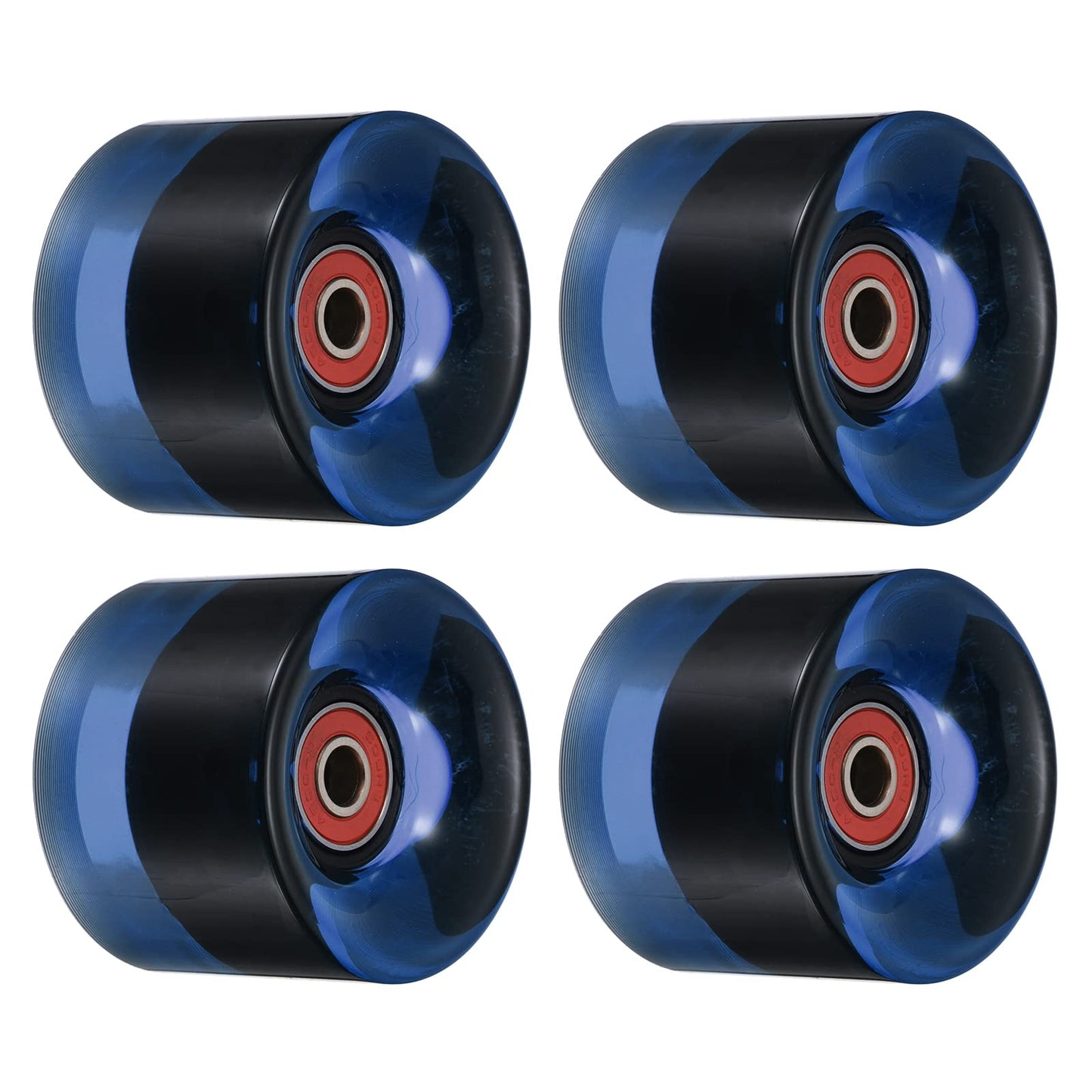 PATIKIL 60mm Longboard Wheels with Bearings ABEC9, 4 Pack Street Wheels for Skateboards Cruiser Wheel Replacement 80A, Clear Bl