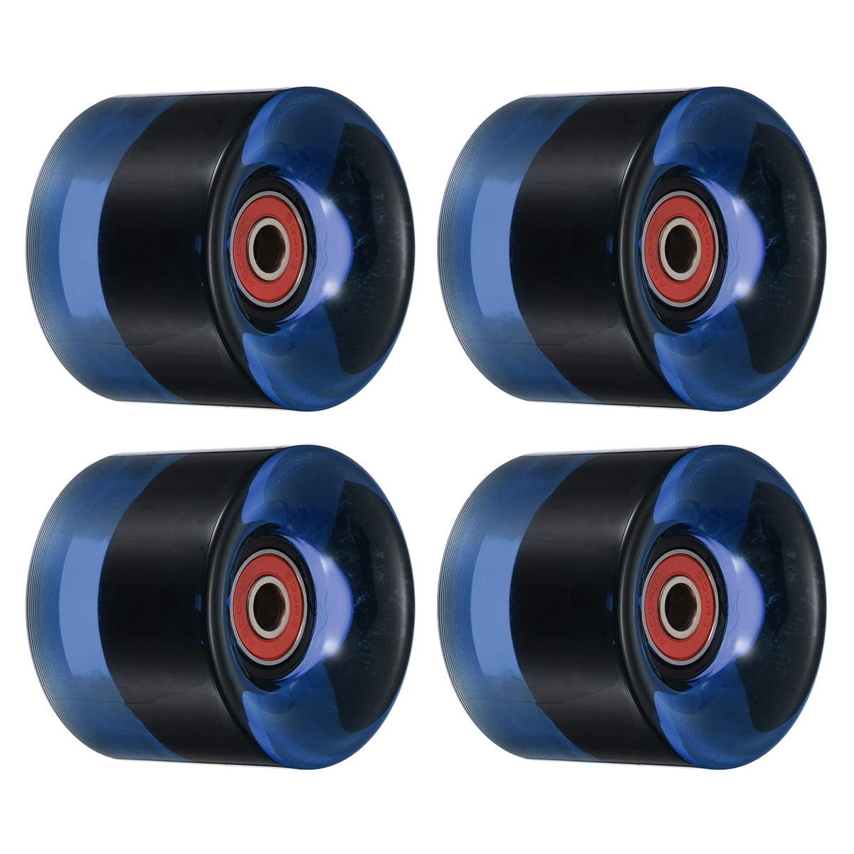 PATIKIL 60mm Longboard Wheels with Bearings ABEC9, 4 Pack Street Wheels for Skateboards Cruiser Wheel Replacement 80A, Clear Bl