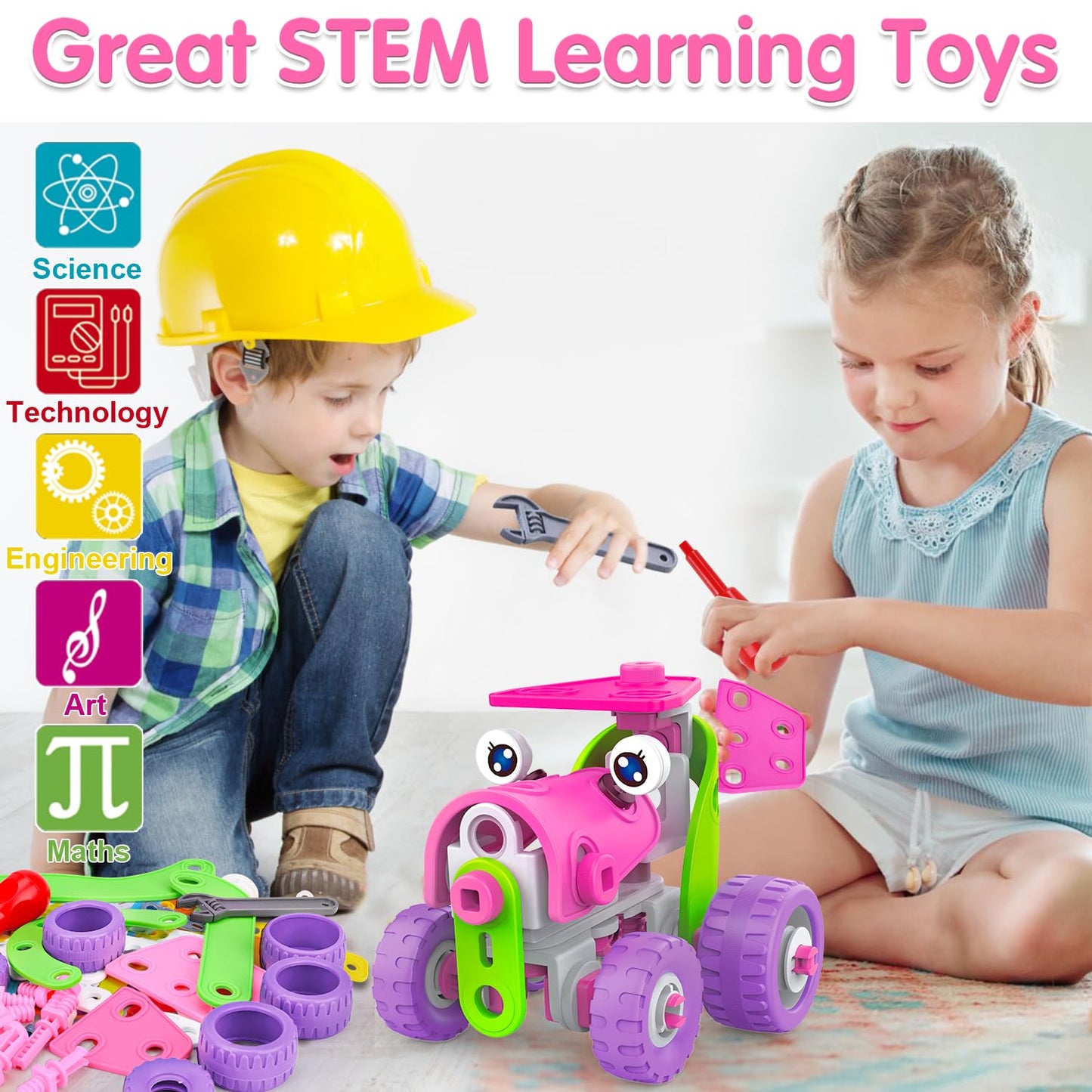 Stem Toys For 4 5 6 7 8+ Year Old Girl Birthday Gifts Pink Educational Building Toys For Kids Ages 4-8 5-7 8-10 Stem Activities Construction Toy For Girls 4-6 6-8 Creative Games Easter Idea Gift