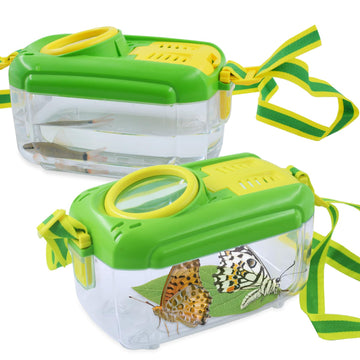 Pomiku Bug Collection Box With Magnifying Glass For Kids, 2Pcs Bug Habitat For Boys And Girls Age 3 4 5 6 7 8, Green