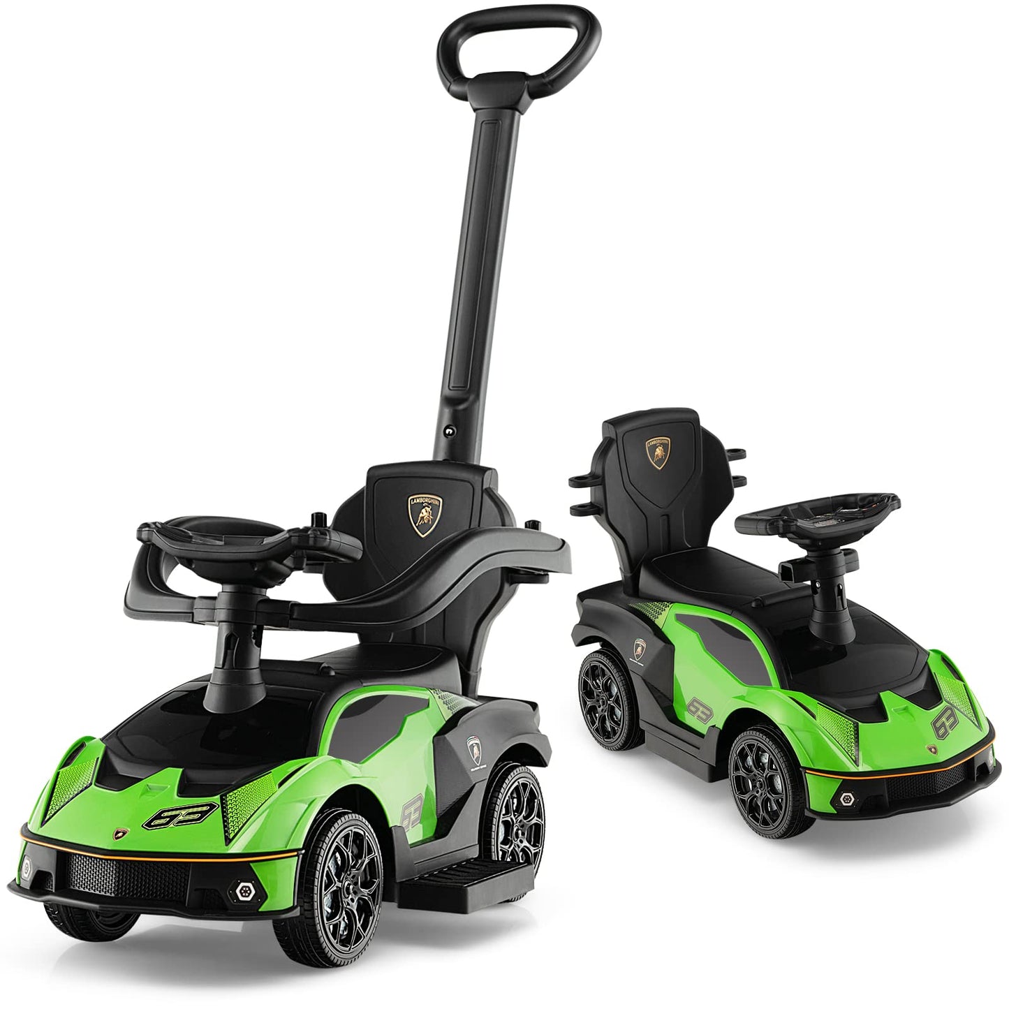 Honey Joy Ride On Push Car, Licensed Volkswagen Kids Sliding Car W/Adjustable Push Handle, Sun Canopy & Safety Guardrails, Music & Horn, Lights, Usb, Push Cars For Toddlers Boys Girls, Green